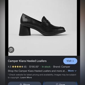 anthropologie camper kiara heeled loafer black leather size 39